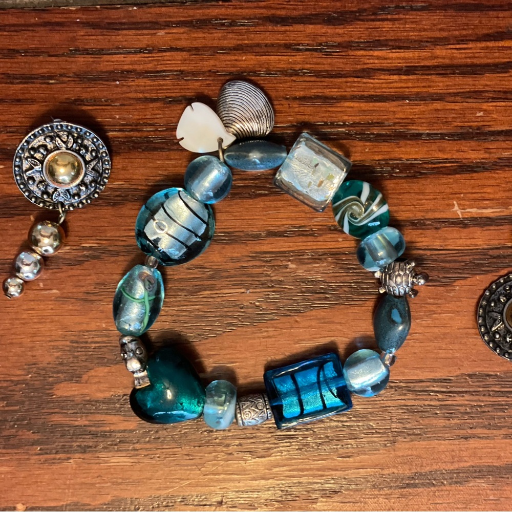 Stretch Blue Beaded Bracelet